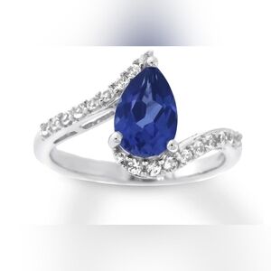 Lab-Created Blue Sapphire and Diamond Accent Ring - Rare and Elegant